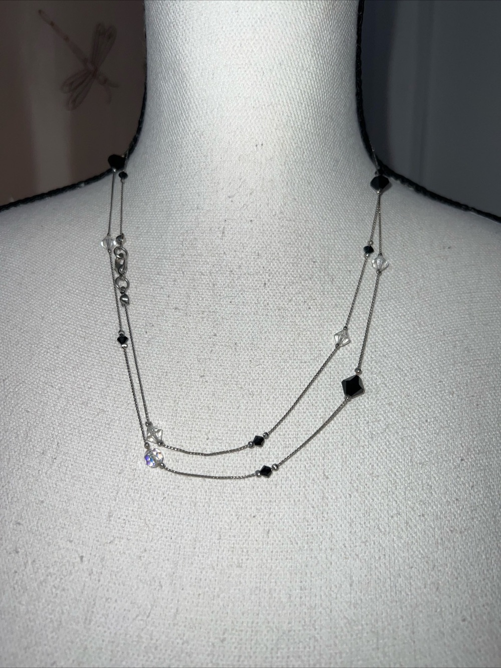 Vintage Black and Clear Austrian Crystal Necklace
